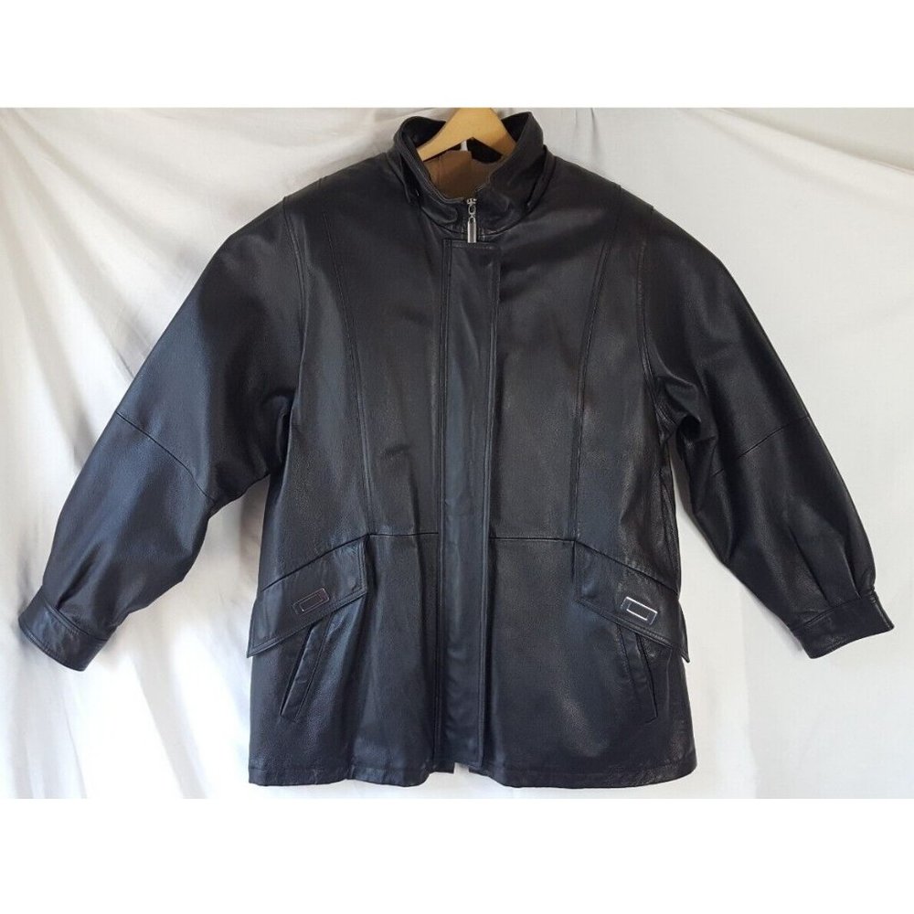 Men's Croft & Barrow Black Leather Coat w/ Removable Insulated Liner Size Large